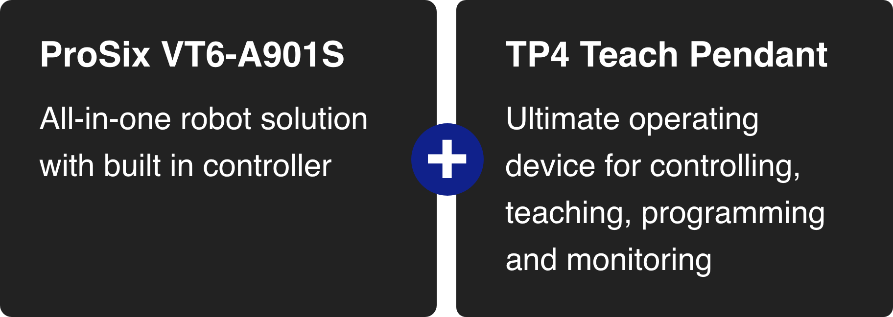 ProSix VT6-A901S - All-in-one robot solution with built in controller + TP4 teach pendant - ultimate operating device for controlling, teaching, programming and monitoring.